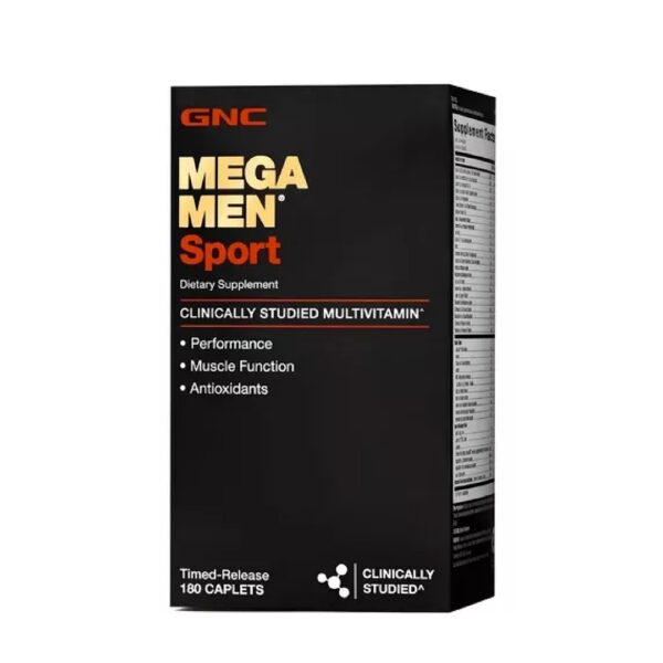 GNC-Multivitaminico-Mega-Men-Sport-180-Capsulas GNC Mega Men Sport de 180 cápsulas, multivitamínico deportivo para hombres en Ecuador.