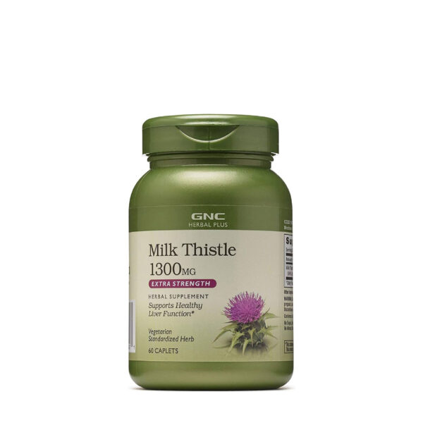 GNC Cardo Mariano Milk Thistle 1300 mg de 60 cápsulas para soporte y desintoxicación del hígado.