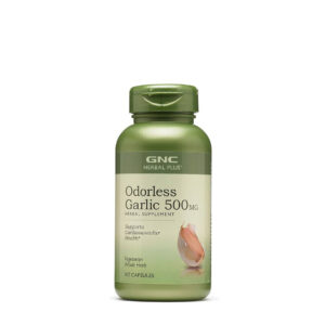 GNC Herbal Plus Ajo sin Olor (Odorless Garlic) 500mg (100 Cápsulas), suplemento de ajo sin olor para el soporte cardiovascular en Ecuador.