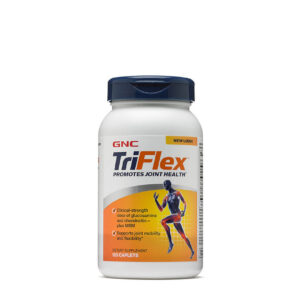 Suplemento GNC TriFlex de 120 cápsulas con glucosamina, condroitina y MSM para la salud de las articulaciones y cartílagos.