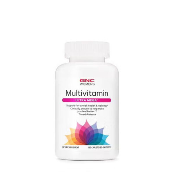 GNC-multivitaminico-para-mujer-ultra-mega-180-Capsulas Multivitamínico para mujer GNC Women's Ultra Mega de 180 caplets para la salud, energía y el sistema inmune femenino