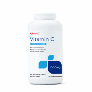 Frasco de GNC Vitamina C 1000mg de 360 tabletas de liberación prolongada para soporte inmunológico en Ecuador.