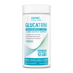 GNC Total Lean Glucatrim de 120 cápsulas, suplemento para el control de peso y soporte de glucosa en sangre, libre de cafeína.