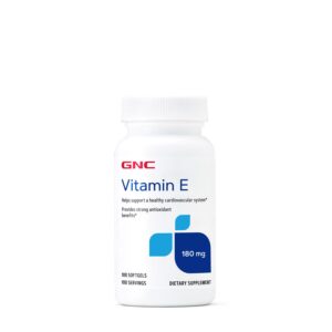 Suplemento de Vitamina E GNC 200 mg 100 cápsulas blandas antioxidantes en Ecuador.