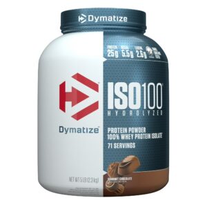 ISO100 Hydrolyzed Dymatize, (71 servidas) disponible en GNC Ecuador. Ideal para recuperación muscular post-entrenamiento.